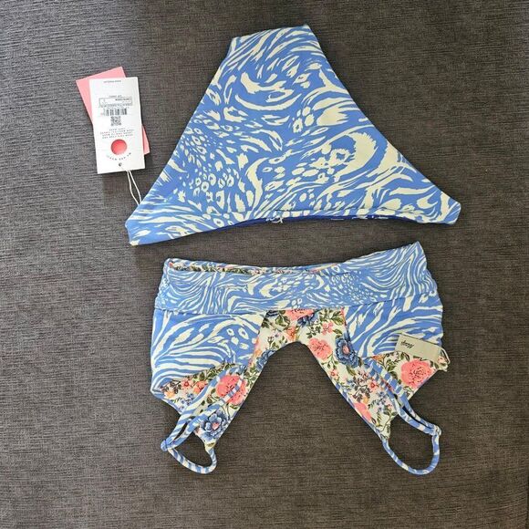 Maaji Iris Wild Daydream Reversible Bralette & Thin Side Bikini Bottom Sz Small - Picture 12 of 16
